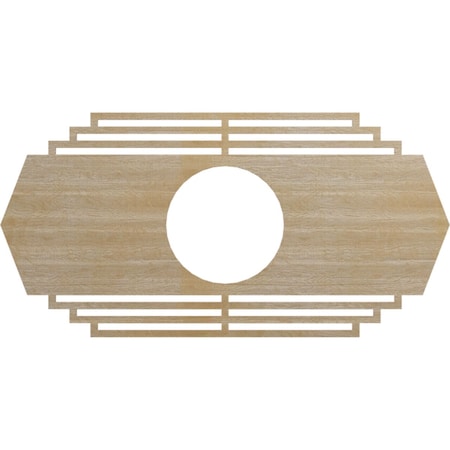Ekena Millwork Chrysler Wood Fretwork Pierced Ceiling Medallion, Hickory, 38"W x 19"H x 10"ID x 3/8"T CMWP38X19X0375CSHI